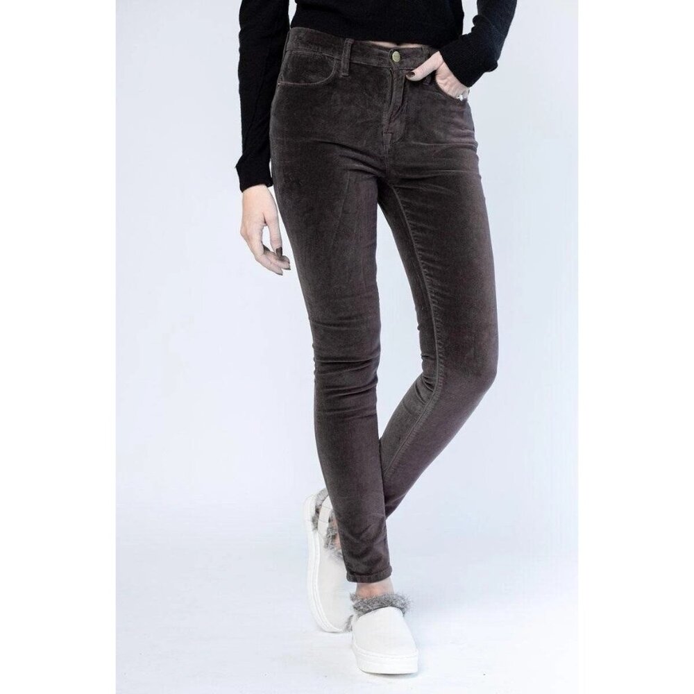 Frame Le High Velvet Skinny Pants Charcoal Gray Size 28